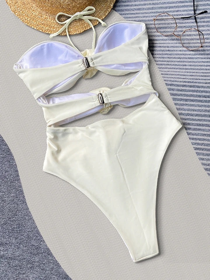 Cream Floral Swimsuit